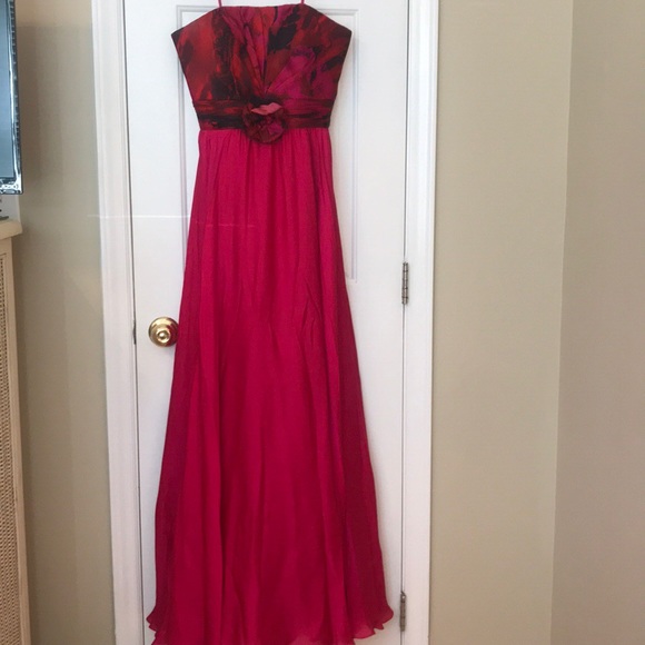 Theia Red Strapless Dress